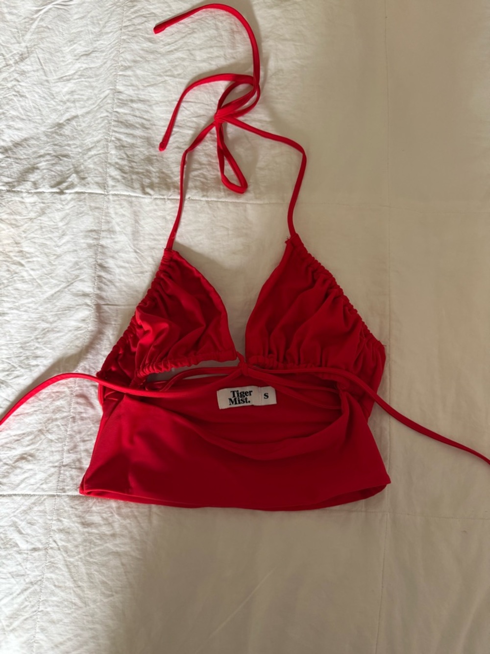 Tiger Mist Red Halter Crop Top